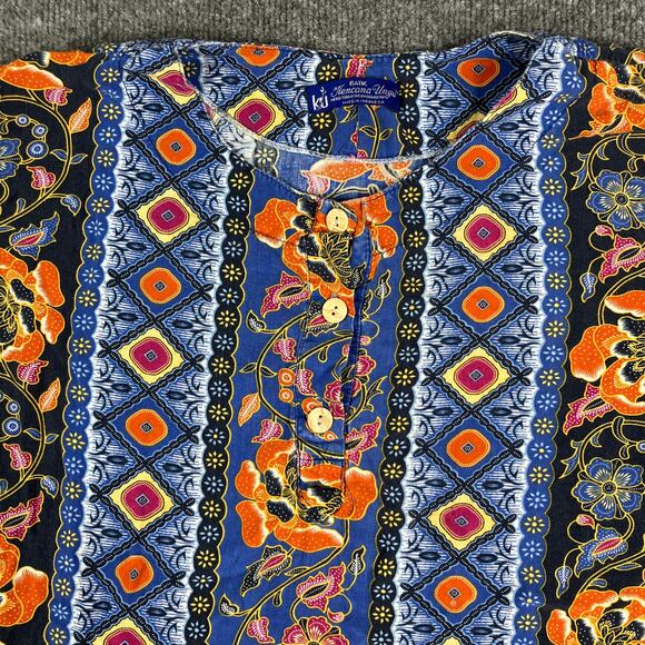 Mencana Ungu Batik Dress Women's Medium Multicolor Boho Short Sleeve Ethnic - Picture 6 of 9